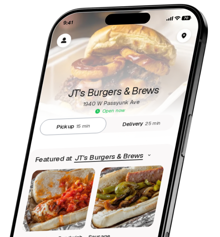 JT's Burgers & Brews app preview